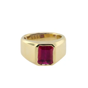 Ruby Ring For Men Gold Band Red Gemstone Statement Rings Engagement Ring jewelry - Picture 1 of 3