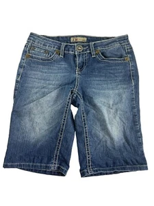 YMI Jeans Denim Shorts Juniors Size 3 Stretch Blue Embellished Back Pockets - Picture 1 of 7
