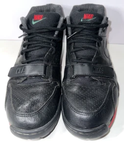 2013 NIKE AIR TRAINER 1 DRAFT DAY SZ 10.5 607081 001 BLACK LEATHER SNEAKERS - Picture 1 of 12