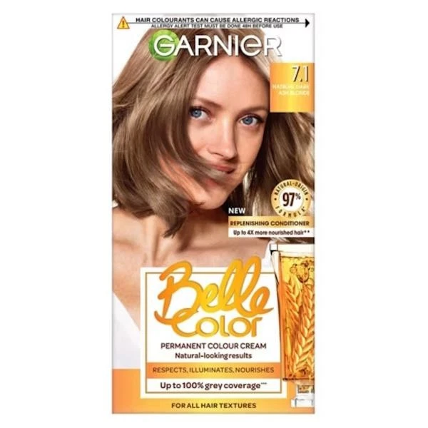 3 x Garnier Belle Color Permanent Colour 7.1 Natural Dark Ash Blonde