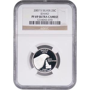 2007-S Silver Idaho State Quarter - Proof ~ NGC PF 69 ULTRA CAMEO - Picture 1 of 2
