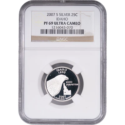 2007-S Silver Idaho State Quarter - Proof ~ NGC PF 69 ULTRA CAMEO - Image 1 of 2