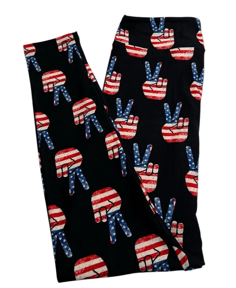 Leggings LuLaRoe OS Talla Única PAZ Estrella EE. UU. HIPPIE América BANDERA Woodstock Informal Foto 1 de 4