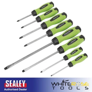 Sealey Hammer Durch Schraubendreher Set Hi-Vis grün magnetisch Schlitz Pozi Kreuzschlitz - Bild 1 von 8