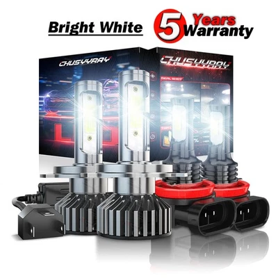 For Toyota Yaris 2006-2014  Front LED Headlight + Fog Light Bulbs Kit 6000K - Image 1 of 4