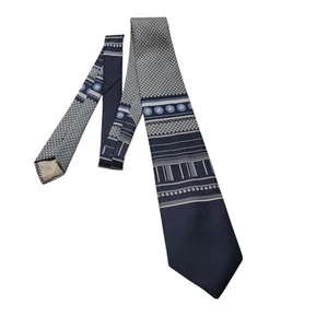 Vintage 70s The Mens Store Sears Wide Neck Tie Blue Silver - Picture 1 of 12