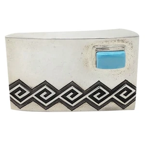 Cinturón Raynard Scott, hebilla, turquesa, diseño de superposición, hecho a mano navajo, 1 1/4 - Imagen 1 de 3