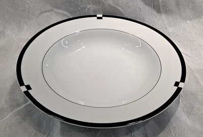 Mikasa Midnight RIMMED SOUP BOWL Black/ White perfect *multiple available*