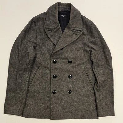 Paul Smith Jeans Pea Coat Grey Size S Small Wool Blend Mens Wide Lapel Collar - Image 1 of 4