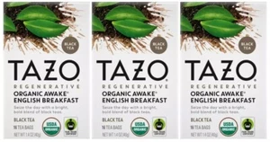 3 PACK TAZO Awake English Breakfast, Regenerative Organic Black Tea, 16 Count - Picture 1 of 6