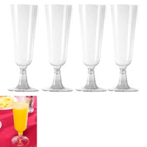 4Pc Disposable Clear Plastic Champagne Flutes Wine Glasses Cups Wedding 47Oz - Picture 1 of 1