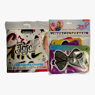 Nickelodeon JoJo Siwa Life Is A Party Decoration 6’ Banner & Table Cover. New - Image 1 of 4