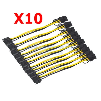 10PCS 15-pin SATA Male to 8-pin (6+2) PCI-E GPU Graphic Card Power Adapter Cable - Image 1 of 4