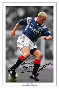 PAUL GASCOIGNE RANGERS STAMPA FOTOGRAFICA FIRMATA AUTOGRAFO CALCIO - Foto 1 di 1