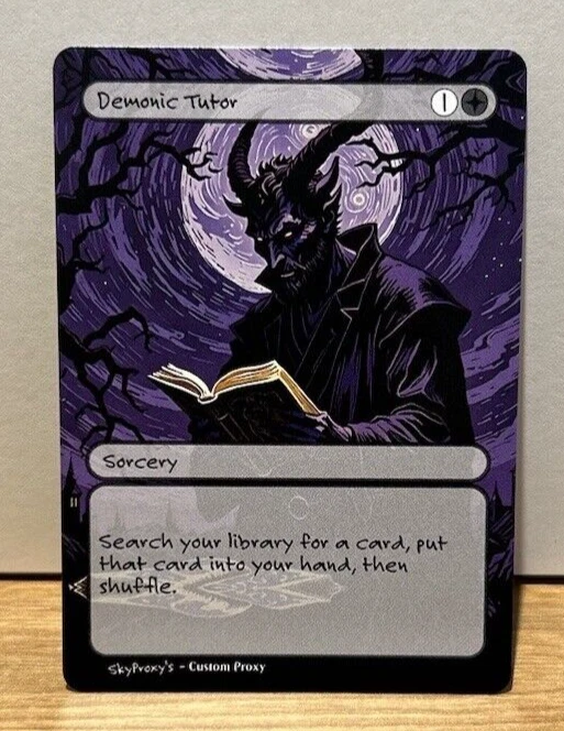 MTG - Demonic Tutor - Van Gogh Style - Card For EDH and Playtest - Image 1 of 1