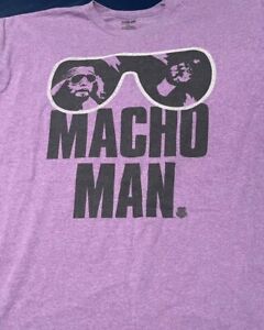 WWE Shirt Men XXL 2XL Purple Black Tee Macho Man Randy Savage Wrestling WWF