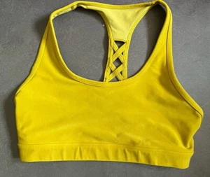 Lorna Jane Yellow Braided Racerback Medium Support Bra-Cute-Comfy-Activewear - Picture 1 of 8