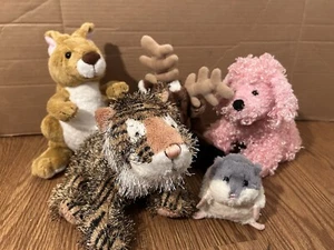 Webkinz Plush Lot Kangaroo, Reindeer, Pink Poodle, Tiger & Hampster NO CODES - Picture 1 of 5