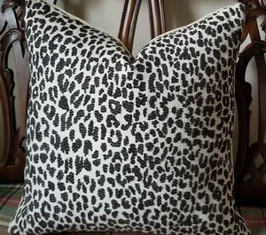 Lee Jofa OCICAT Carbon French Linen and Cotton Emb Animal Skin Custom Pillow 18" - Picture 1 of 12