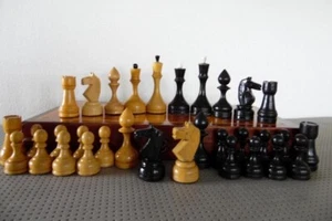 Vintage Soviet Russian Wooden Chess Set Folding Board 42×42cm # 14 - Picture 1 of 13
