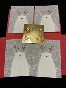 Papyrus Embellished Polar Bear Holiday Note Cards W Envelope 4.75” - Picture 1 of 2