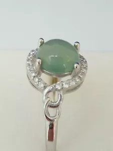 Certified Natural Grade A Icy L. Green Jadeite Jade Ring w. S925 Base Free Size - Picture 1 of 10