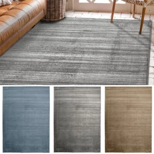 Soft Large Rugs For Living Room Striped Carpet Floor Mat in Blue grey 10 mm Pile - Picture 1 of 17