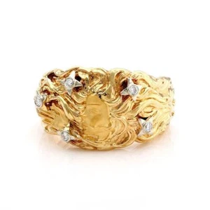 Carrera y Carrera Venus Diamond 18k Yellow Gold Wide Band Ring - Size 6 - Picture 1 of 3