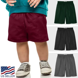 Kids Basketball PE SHORTS School Uniform Mesh Boys Girls Athletic Casual Pants - Picture 1 of 50