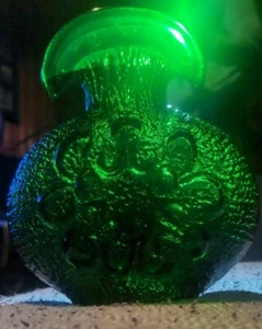 VINTAGE MID-CENTURY WAYNE HUSTED SMARAGDGRÜN STELVIA ANTIGUA KUNST GLAS VASE - Bild 1 von 11