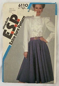 Blusa vintage 1983 Simplicity 6110 ESP para mujer falda circular y pulóver 12 14 16 - Imagen 1 de 5