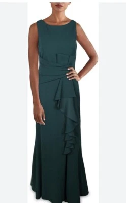 Vestido Trompeta Betsy & Adam Volantes Lazo Verde Sin Mangas Maxi Abertura Elastizado Talla 6 Foto 1 de 4