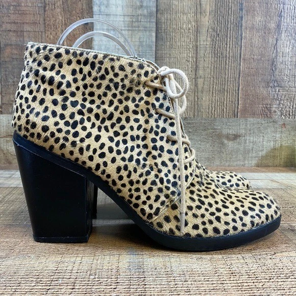 Botas de menta botines para mujer 9,5 tobillo leopardo pelo de pantorrilla riñonera tacón tostado Foto 1 de 4