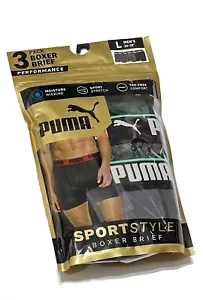 Puma 3-Pack Men's Performance Boxer Briefs Large (36-38) Gray/Green/Camo - Picture 1 of 4