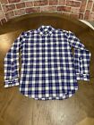 Brooks Brothers Button Up Long Sleeve Shirt Plaid Milano Made USA Blue White M