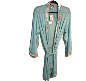 George Women's Large Robe Blue Floral Long Sleeve New - Picture 1 of 10