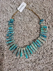 Von Maur Panacea Southwestern Style Necklace Gold Turquoise Stone Necklace NWT - Picture 1 of 8