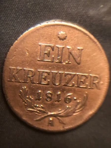 1816 A ,EIN KREUZER,Austria, DOUBLE STRUCK DATE,CUD OBV SEE PICTURES - Picture 1 of 5