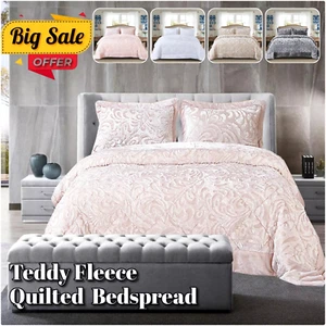 Juego de cama de lujo de 3 piezas de lana acolchada de peluche doble tamaño king - Imagen 1 de 28