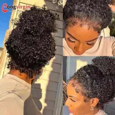 Peluca frontal de encaje rizada profunda 13x6 HD cabello humano pre arrancado 13x4 pelucas de cabello Remy Foto 1 de 4