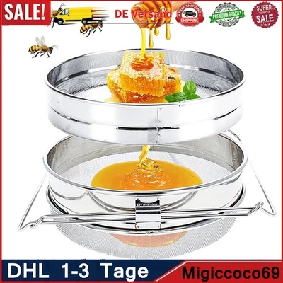 Edelstahl Honig Sieb Doppelsieb Honigsieb 2-tlg Filter Schmutzfänger Absetztank - Bild 1 von 4