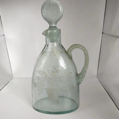 Victorian etched water jug with stopper. 27.5 cm  - Image 1 of 4