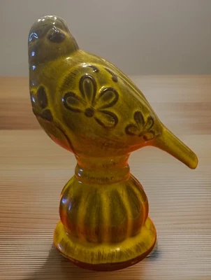 Large Green Bird On Petel Stool 9” - Image 1 of 4