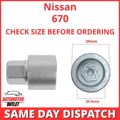 LLAVE TUERCA SEGURIDAD RUEDA BLOQUEO MAESTRO 670 PERNO TOMA REMOVEDOR PARA NISSAN Foto 1 de 4
