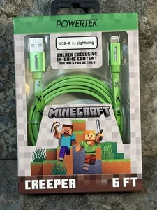 Minecraft USB-A auf Lightning Creeper 6 Fuß Schnellladekabel Neu im Karton MFi zertifiziert - Bild 1 von 2