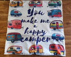 Funda de almohada Camper con cremallera "You Make Me A Happy Camper" - Imagen 1 de 5