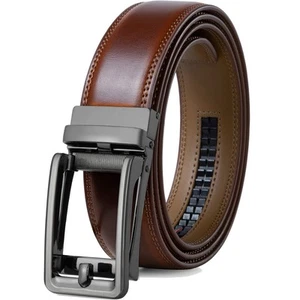 Men's Leather Ratchet Comfort Click Belt Dress with Slide Buckle -Adjustable ... - Picture 1 of 7