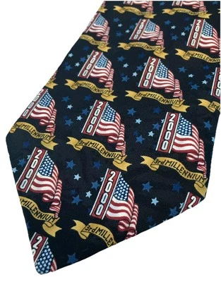 Corbata Corbata 3er Milenio Novedad Año 2000 Feliz Año Nuevo Banderas EE. UU. Envío Rápido Foto 1 de 4