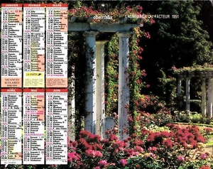 POSTKALENDER. ALMANACH DU FACTEUR. ORIGINAL VON 1991 . ALMANACH PTT - Bild 1 von 1