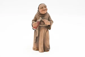 Vintage Anri Toriart Monk With Wine Bottle 4.5" Wood Carving Made in Italy - Picture 1 of 6